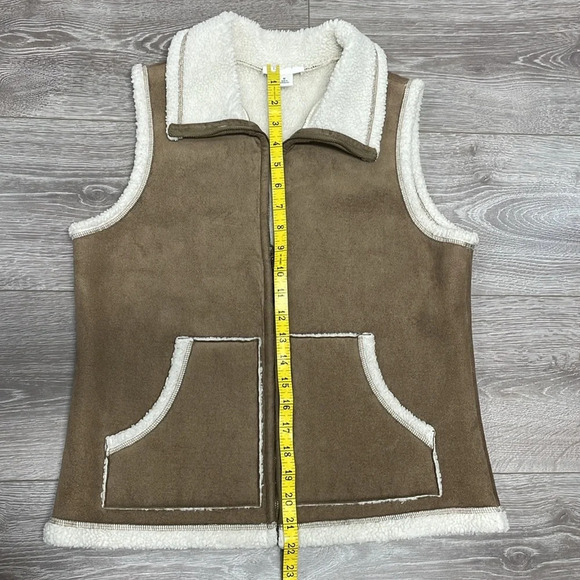 Ann Taylor Loft Faux Suede Sherpa Collared Vest M - Picture 6 of 13